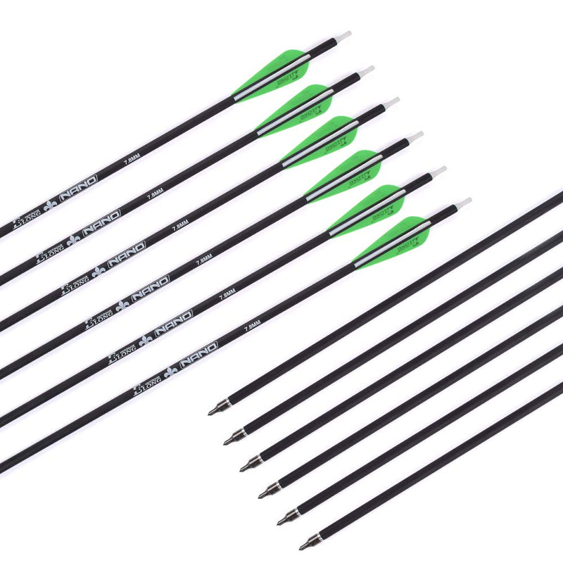 Archery 30Inch Carbon Arrow Practice Hunting Arrows with Removable Tips for Compound & Recurve Bow green 12 pcs - BeesActive Australia