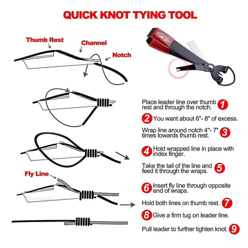 [AUSTRALIA] - TQONEP Fishing Quick Knot Tying Tool 420 Stainless Steel 4 in 1 Fly Line Clippers with Zinger Retractor Combo red 