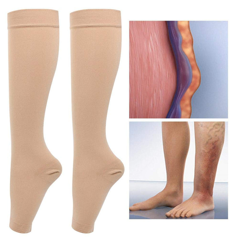 Elastic Compression Socks Knee-High Varicose Veins Socks Leg Slimming Body Care Stockings for Women & Men Running Flight Travel Nurses Edema S - BeesActive Australia