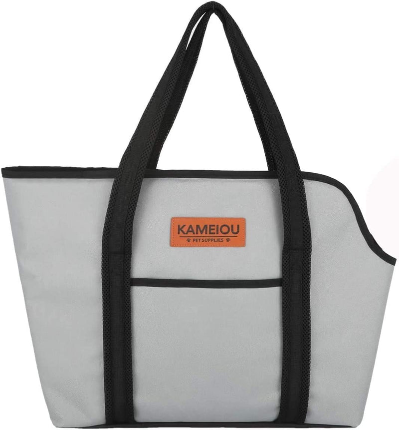 KAMEIOU Pet Dog Purse Carrier Tote Bag for Medium Dogs Travel Soft-Sided Purse Carriers with Pocket Safety Tether Stand Pedal Portable Dog Sling Tote Carrier Purses for Small Medium Dog Doggy Carriers Grey - BeesActive Australia