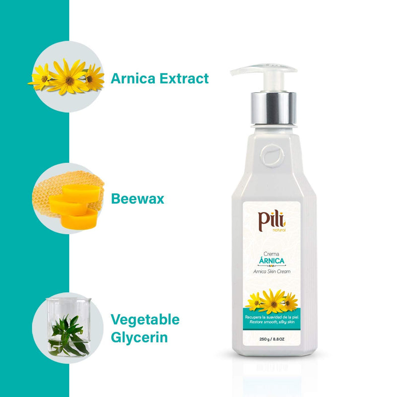 Pili Natural Arnica Cream - Restore Smooth Silky Skin - Crema de Arnica -Bottle 8.8 oz - BeesActive Australia