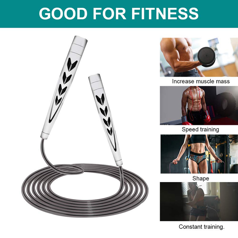 GonHui Jump Rope Workout for Men, Women and Kid Tangle-Free Speed Skipping Rope Adjustable Jumping Rope with Non-Slip Handle for Gym Exercise, Crossfit, Boxing, WOD, MMA and Endurance Trainin White - BeesActive Australia