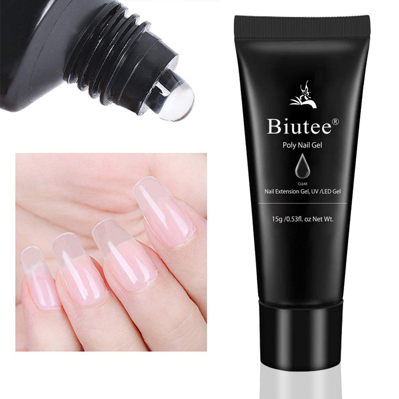 Biutee Nail Extension Gel Kit 15ml Pink Clear Colors Poly Nail Gel kit with 30ml Slip Solution 15ml Base and Top Coat Nail File And Nail Pen Builder Gel Pro Painless Poly Gel Long Lasting - BeesActive Australia