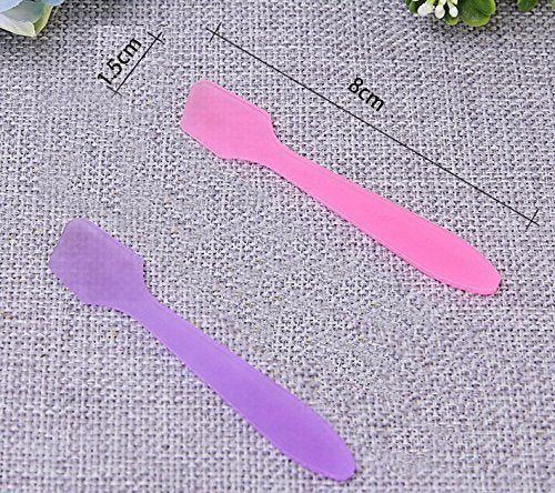 erioctry 100PCS 3.14 8cm Plastic Spatulas Spoon Makeup Cosmetic Frosted Tip Spatula Skin Care Facial Cream Spatula for Mixing and Sampling Beauty Products (Purple) - BeesActive Australia