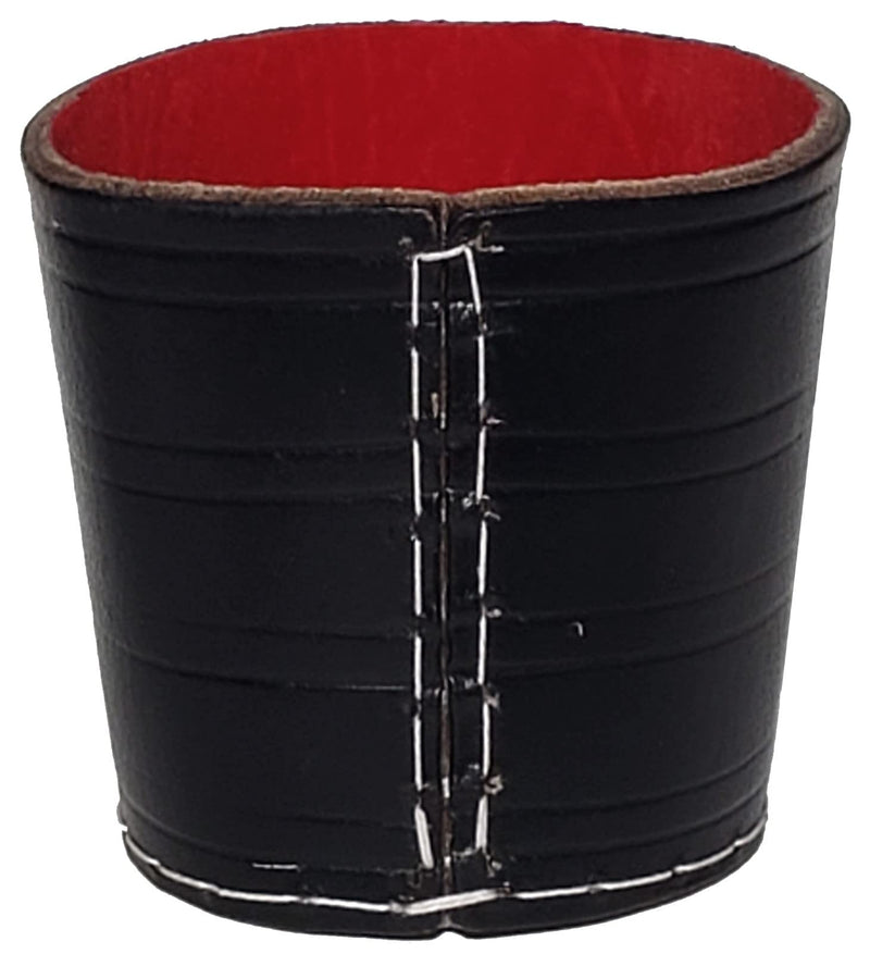 Cyber-Deals Genuine Leather Wide Opening Dice Cup Black / Red Handcrafted Soft Shell Felt Lined with Tray, 19mm Authentic Las Vegas Casino Dice & Pouch (Boulder Station (Purple Polished)) Boulder Station (Purple Polished) - BeesActive Australia