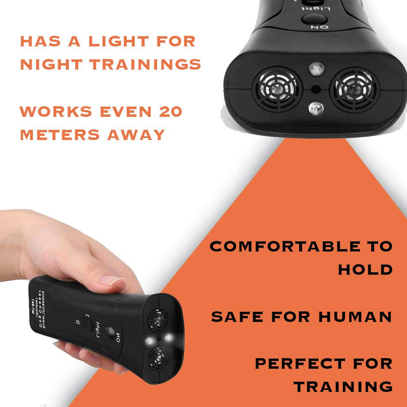 BELMAKS Ultrasonic Anti Barking Control Device Pet Trainer Handheld Dog Bark Control Training Multi-Functions Silent Commands with LED Flashlight and Strap for Pet Indoors and Outdoors - BeesActive Australia
