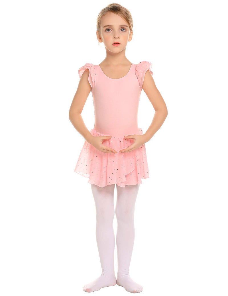 [AUSTRALIA] - Arshiner Girls Ruffle Sleeve Ballet Dance Dress Tutu Skirted Leotard Ballet Pink 4-5T 