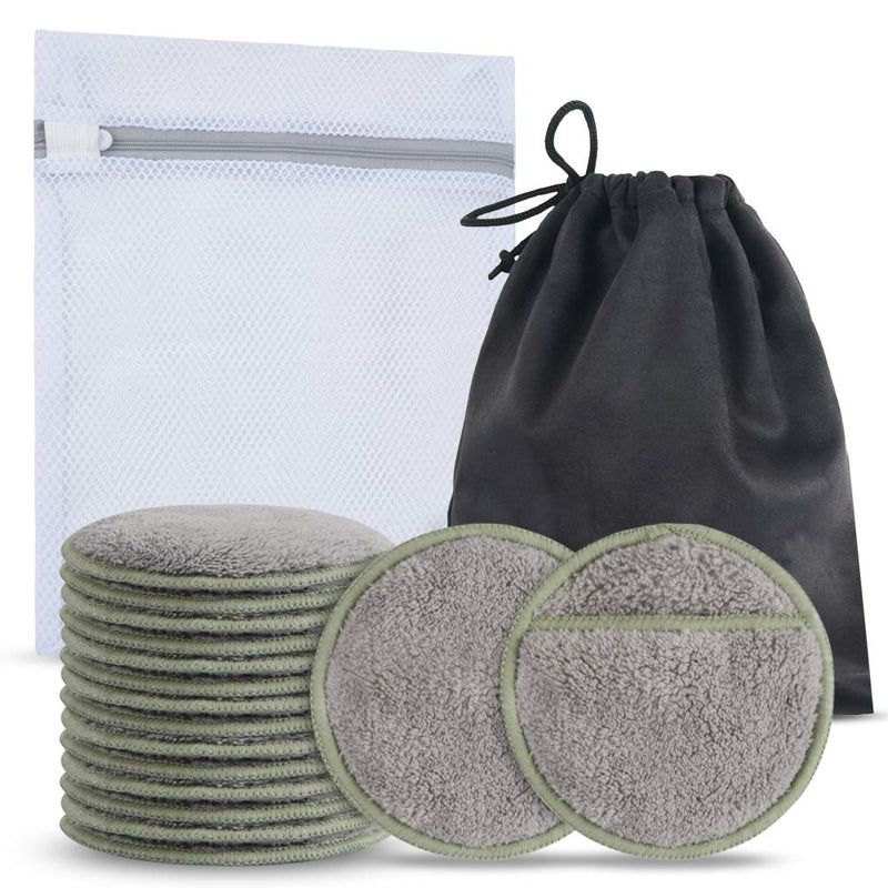 Sunland Reusable Makeup Remover Pads For Face,Eye,Lips 16 Pack Microfiber Face Cleansing Gloves Washable Makeup Removal Cloth With Laundry Bag and Travel Bag Rounds Toner Pads 3.14Inch round 3.15inchx16 light grey - BeesActive Australia