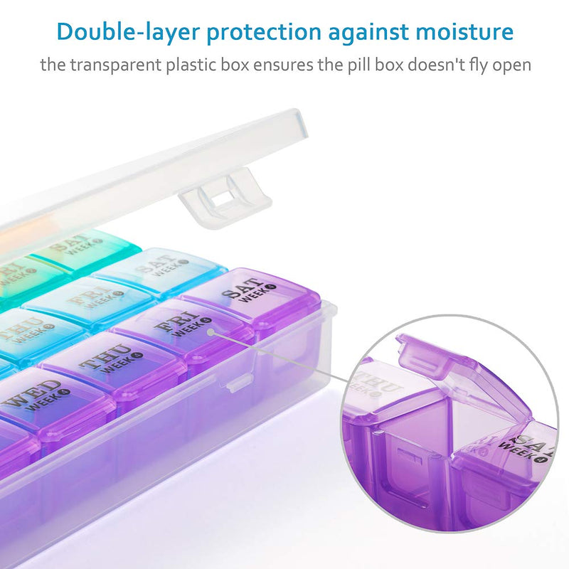Mossime Large Monthly Pill Box Organiser 4 Week, Pill Boxes 7 Day 1 Times a Day Compartments Tablet Organiser Box 28 Day with Dust-Proof Case Vitamin Meds Supplement Container for Family Multicoloured - BeesActive Australia