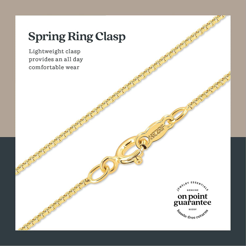 KEZEF 18k Gold over Sterling Silver 1mm Box Chain Necklace Made in Italy 40 Inches - BeesActive Australia