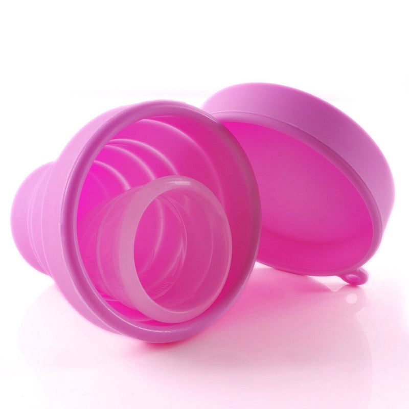 LUCKY CLOVER Collapsible Silicone Cup Foldable Sterilizing Cup for Menstrual Cups and Storing Your Diva Cup - Foldable for Travel Pink - BeesActive Australia