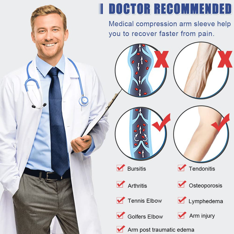 beister Medical Compression Arm Sleeve for Men & Women （Single）, 20-30 mmHg Graduated Compression Full Arm Support with Silicone Band for Lymphedema, Varicose Veins, Swelling, Arm Injury, Sports Beige Large - BeesActive Australia