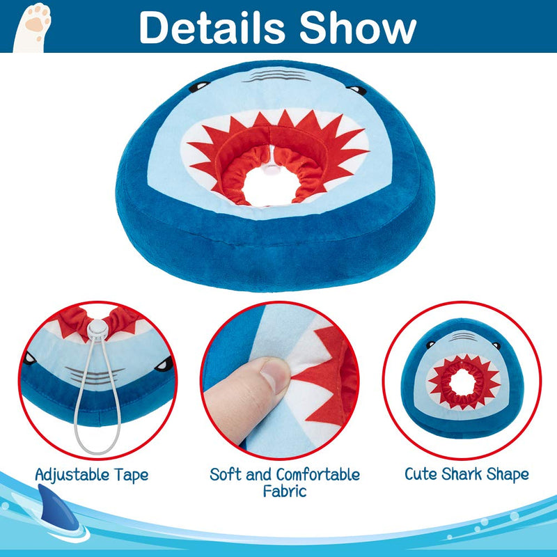 EXPAWLORER Cat Cone Collar Soft - Cat Recovery Collar Cute Donut for Wound Healing, Protective E- Collar After Surgery, Elizabethan Collars for Kitten and Small Dogs Shark - BeesActive Australia