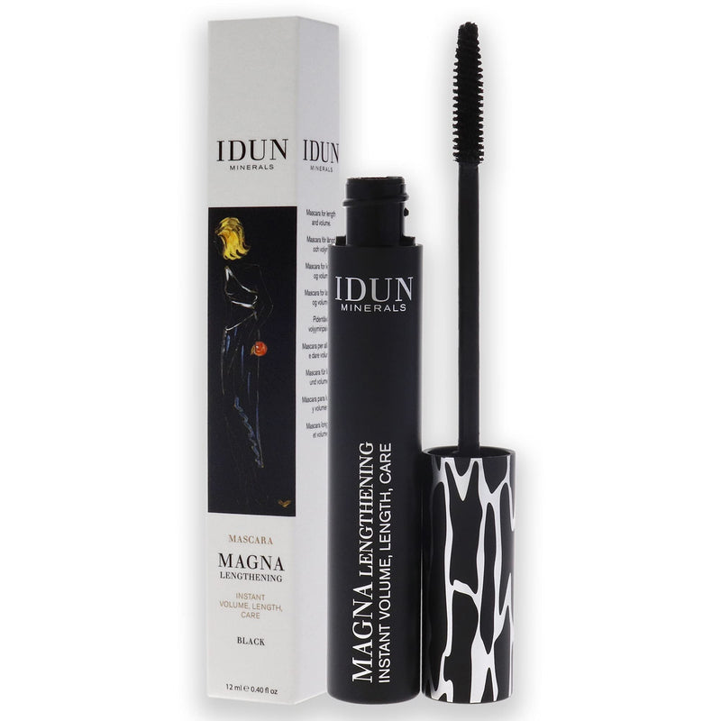 IDUN Minerals Mascara, Magna - Length & Volume - Separated & Full Fringes - Nickel & Chromium Natural Pigments, Ophthalmologically Tested, Safe for Sensitive Eyes & Contact Lens - Black, 0.40 oz - BeesActive Australia