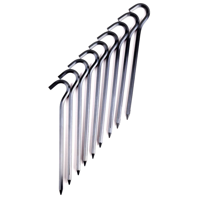 FANBX F Tent Pegs - 12Pcs Aluminium Tent Stakes Pegs with Hook - 7’’ Hexagon Rod Stakes Nail Spike Garden Stakes Camping Pegs for Pitching Camping Tent, Canopies Black - BeesActive Australia