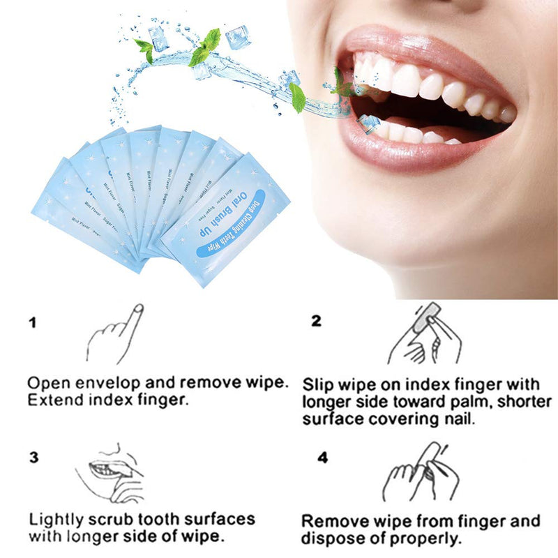 100 Packs of Mint-Flavored Teeth whitening Wipes, Finger Wipes, Disposable Teeth Cleaning Wipes - BeesActive Australia