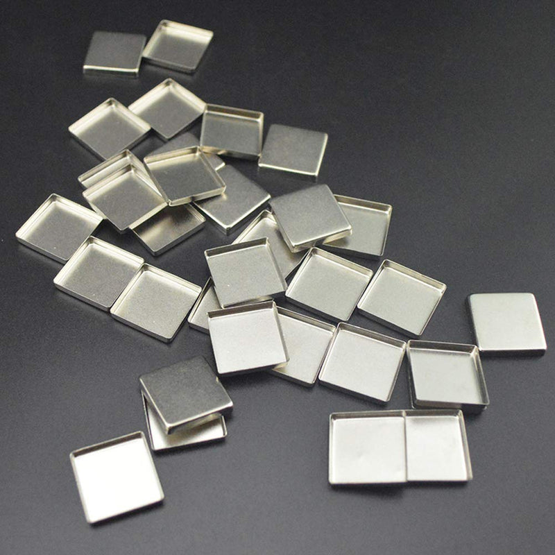 30 Pieces Empty Square Metal Tin Palette Pans Empty Square Metal Pans Cosmetic Eyeshadow Pans for Eyeshadow Palette Magnetic Makeup Palette, 26mm Wide 3.5mm Height - BeesActive Australia