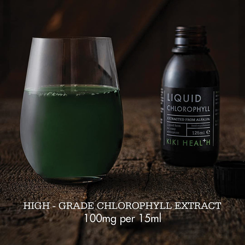 KIKI Health Liquid Chlorophyll 125ml, High Strength, 100mg of Chlorophyll Extract Per Serving, 100% Natural Ingredients, Gluten Free, Vegetarian and Vegan Friendly 125 ml (Pack of 1) - BeesActive Australia