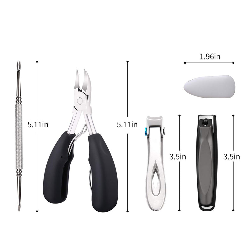 PAIE Nail Clippers Set for Women or Men Toenail Clippers for Thick Nails, Nail Clipper Kit of 4 Toenail Trimmer with Surgical Stainless Steel Super Sharp and Professional Ingrown Toenail Clippers Black - BeesActive Australia