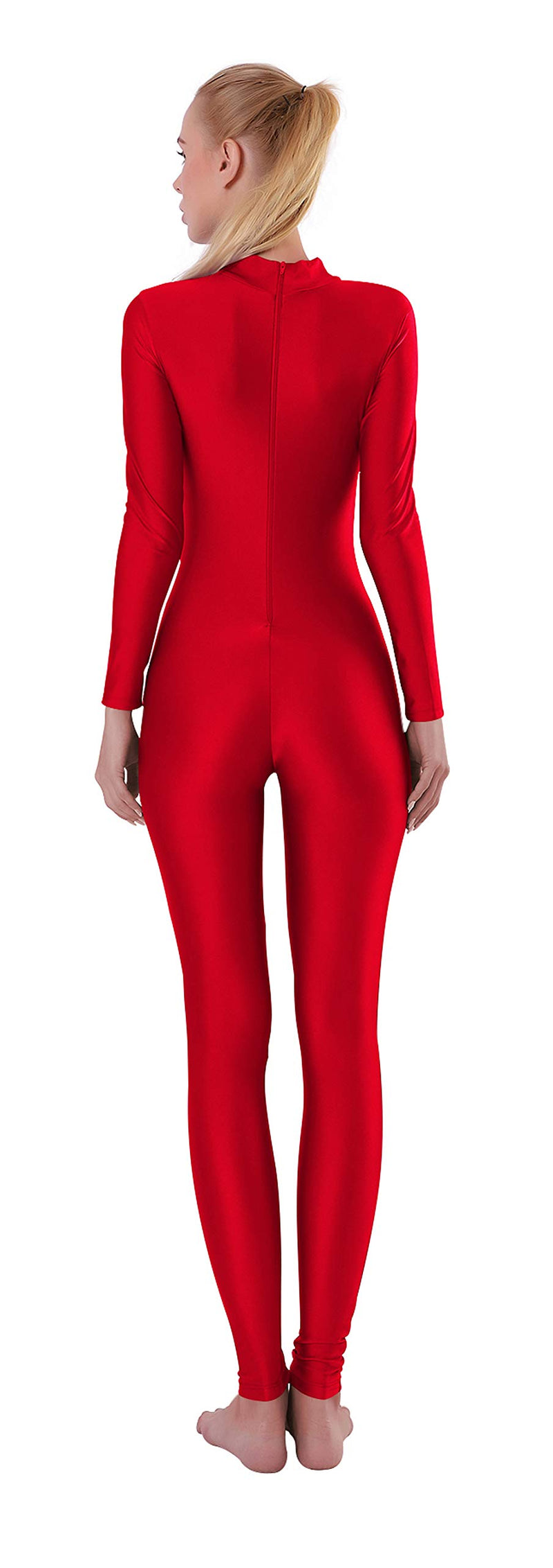 [AUSTRALIA] - Kepblom Womens Turtleneck Long Sleeve Dance Unitard One Piece Full Bodysuit Costumes Red Small 