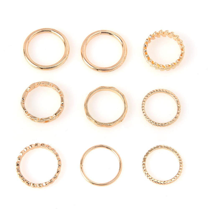 Sither 9 Pcs Women Gold Rings Pack Knuckle Rings Vintage Boho Joint Knot Rings Sets for Teens Girls Party Fesvital Jewelry Halloween Christmas Gift - BeesActive Australia