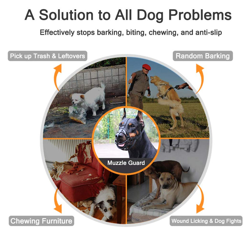 Dog Muzzle, Breathable Basket Muzzle to Prevent Barking, Biting and Chewing, Humane Muzzle for Small, Medium, Large and X-Large Dogs L Black - BeesActive Australia
