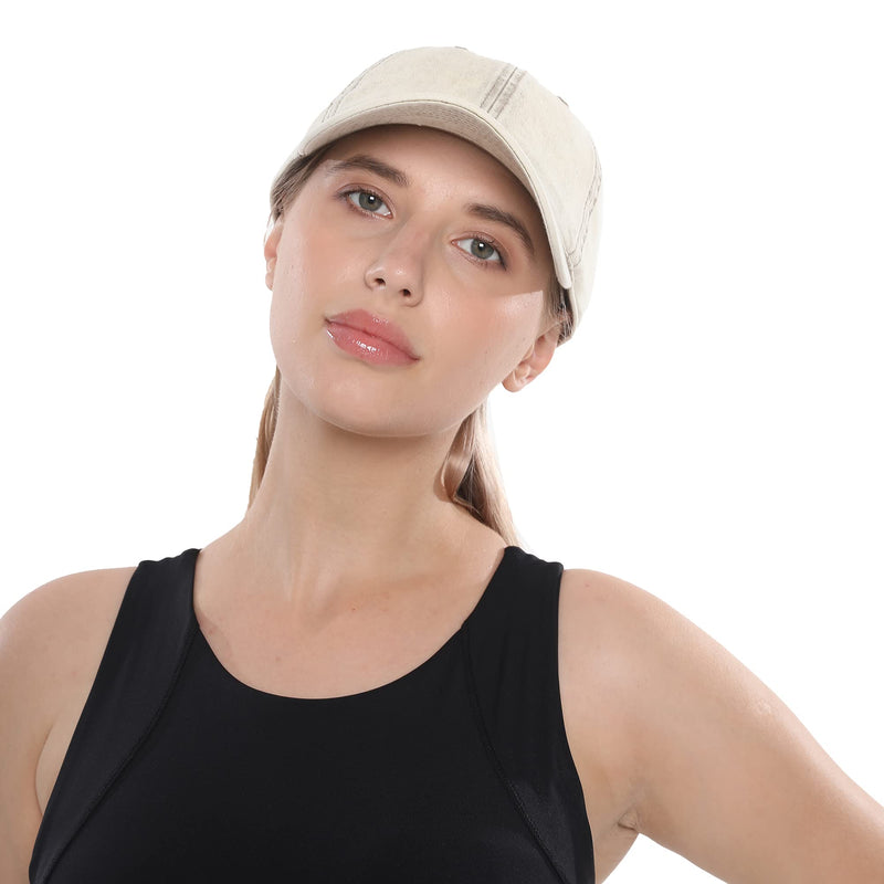 HH HOFNEN Men and Women Washed Cotton Baseball Cap Snow Classic Style Adjustable Low Profile Dad Hat #1 Snow Beige - BeesActive Australia