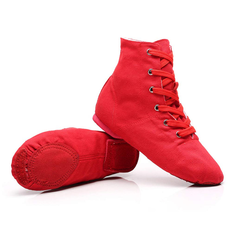[AUSTRALIA] - YOYODANCE Soho Canvas Lace-up Dance Shoes Flat Practice Black Red Jazz Dancing Boots for Men Women 7 