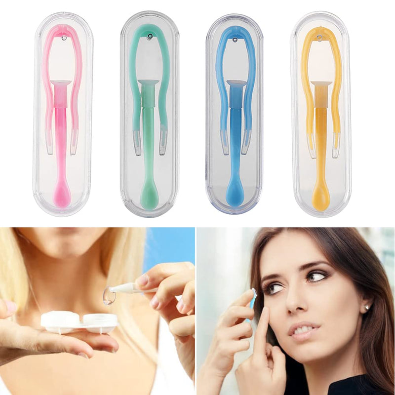 Contact Lens Tweezers, 4 Colors Contact Lens Remover Tool, Tweezers and Suction Stick with Small Box, for Travel and Outdoor Activities, 8PC - BeesActive Australia