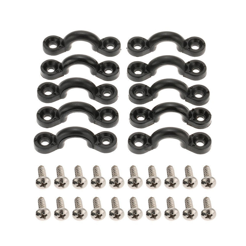 Docooler 10pcs Nylon Bungee Deck Loops Tie Down Pad Eye with 20 Screws for Boat Kayak Deck Rigging Kit - BeesActive Australia
