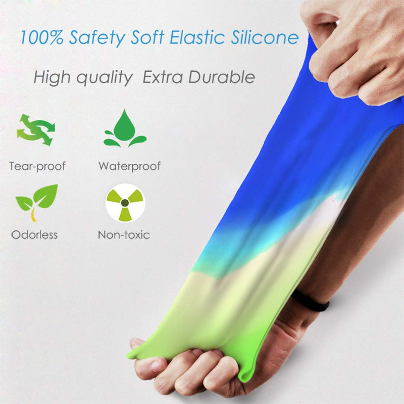 Vsidea Silicone Swim Caps, 2 Pack Durable Comfortable Adult Swimming Cap Elastomeric for Women Man Short Hair Long Hair Green+Blue - BeesActive Australia