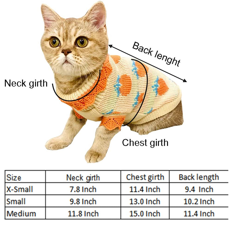 ANIAC Cat Sweater Warm Puppy Clothes Doggy Cozy Vest Shirt Autumn Winter Outfits Kitten Winter Knitwear Small Dogs Sweatshirt for Cold Season and Spring Medium Orange - BeesActive Australia