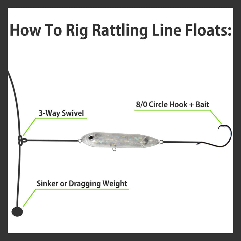 [AUSTRALIA] - Catfish Rattling Line Float Lure for Catfishing, Demon Dragon Style Peg for Santee Rig Fishing, 4 inch (3-Pack, Ghost Minnow) 