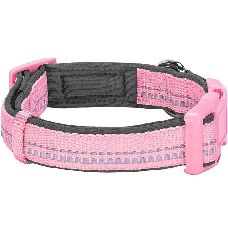 Blueberry Pet 8 Colors Soft & Safe 3M Reflective Pastel Color Neoprene Padded Dog Collars Small Baby Pink - BeesActive Australia