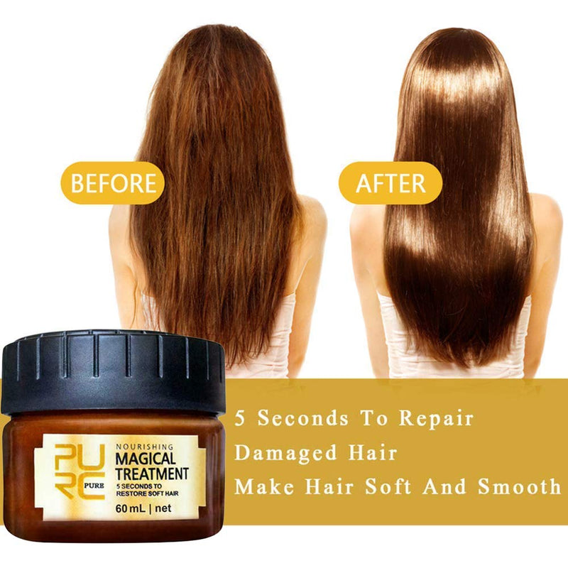 Glamza Pure Magical Hair Mask 60ml Keratin Argan Hair Treatment 5 Seconds Mask Root Repair Nourishing - BeesActive Australia