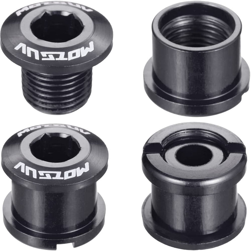 Uleeso Chainring Bolts, 5 PCS Aluminum Alloy Single/Double MTB Disc Chainwheel Bolts, with 1 x Allen Wrench Hex, 1 x Chainring Nut Wrench Tool Black Double - BeesActive Australia