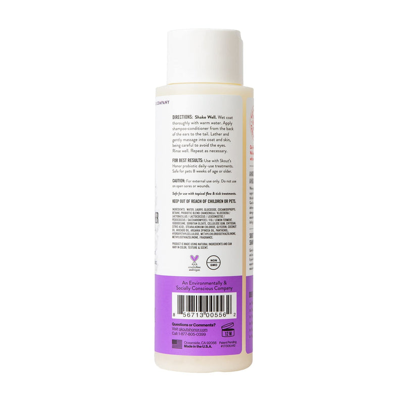 SKOUT'S HONOR: Probiotic Pet Shampoo & Conditioner - 2-in-1 with Avocado Oil - Cleans and Conditions Fur, Supports Pet’s Natural Defenses, PH-Balanced, Sulfate Free - Lavender 16 oz. - BeesActive Australia