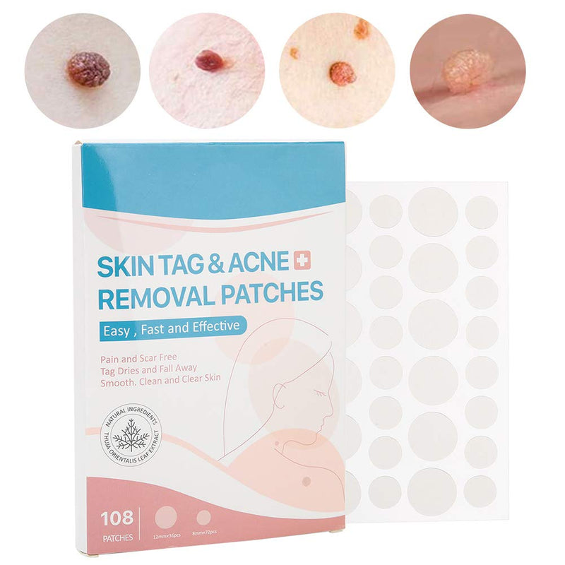 108pcs / box Skin Tag Removal Patches, Wart Removal Stickers for Face Finger Arm Leg, Natural Appearance Mole Removal Pads - BeesActive Australia