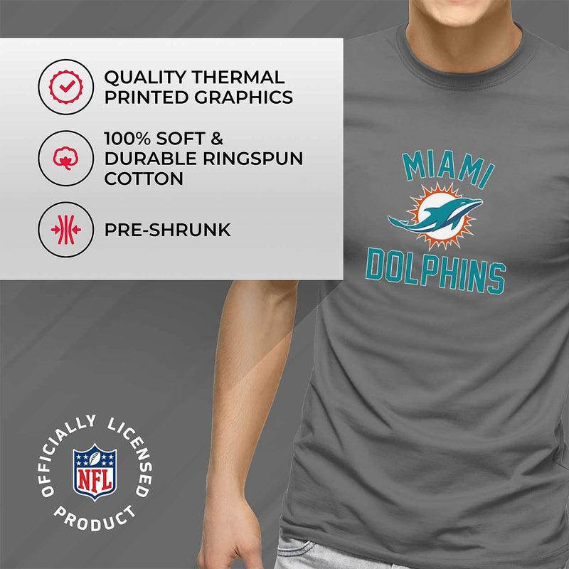 Team Fan Apparel NFL Adult Gameday T-Shirt - Cotton Blend - Tagless - Semi-Fitted - Unleash Your Team Spirit During Game Day Miami Dolphins - Gray Large - BeesActive Australia
