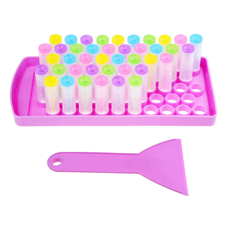 Lip Balm Crafting Kit - Easy Lip Balm Filling Tray and Spatula - 50 Empty Lip Balm Tubes with Caps (10x5 colors) - 3/16 Oz (5.5 ml) - 50 Writeable and 50 Printed Stickers - M - BeesActive Australia