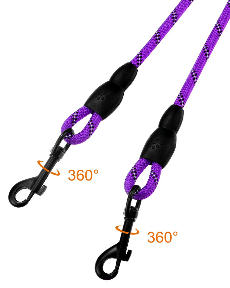 Taglory Double Dog Leash, Reflective Dual Dog Leash, 360 Swivel No Tangle Walking Double Leash for Puppy Small Dogs 30 Inch (Pack of 1) Purple - BeesActive Australia