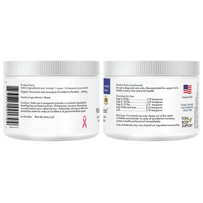 Wholistic Pet Organics WholeCran Intense: Cranberry for Dogs UTI, Urinary Tract Support, Bladder Control and Kidney Health - Organic Dog Cranberry Powder with Vitamin C and Antioxidants - 2 Oz - BeesActive Australia
