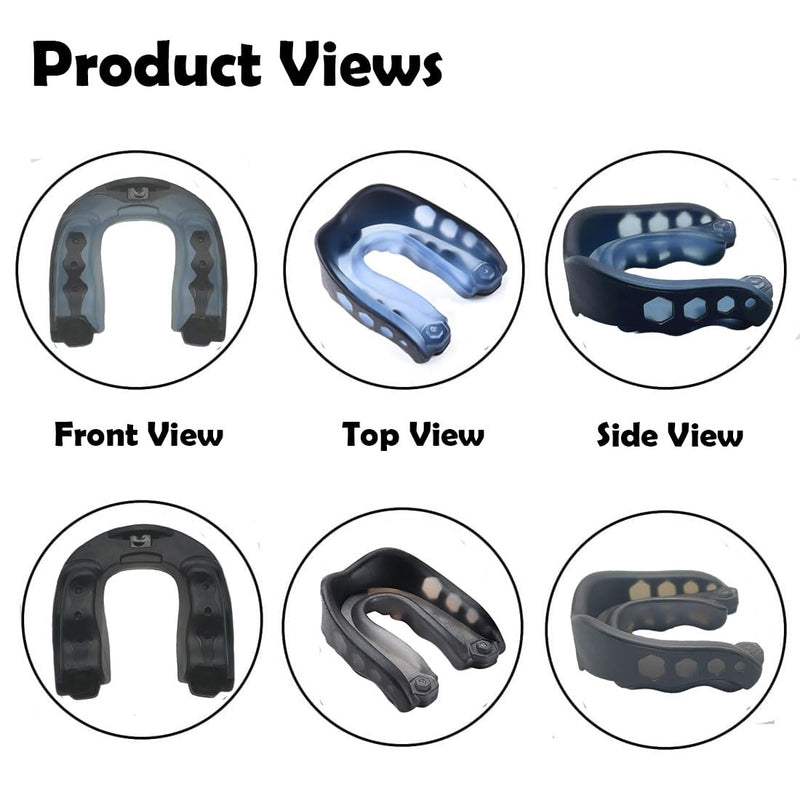 2 Pack Football Mouth Guard Kit, Soft Youth & Adult Sports Mouthpiece with Strap, Carabiner, Carry Case, Professional Sports Mouthguard for Football, Basketball, Lacrosse, Hockey, MMA, Boxing - BeesActive Australia