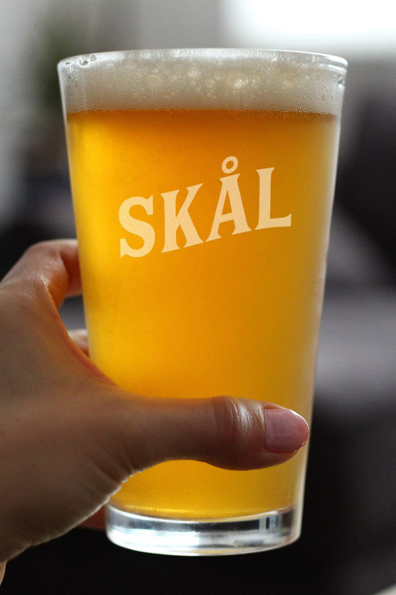 Skal - Norwegian Cheers - Pint Glass for Beer - Cute Sweden and Norway Themed Gifts or Party Decor for Women - 16 Oz - BeesActive Australia