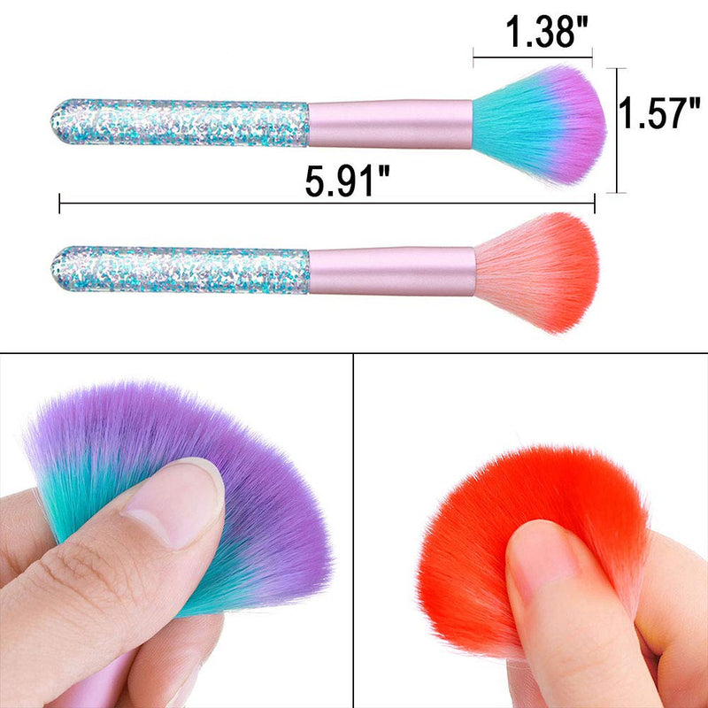 SILPECWEE 2Pcs Nail Art Dust Remover Powder Brush Set Makeup Dipping Powder Acrylic Nail Pen Manicure Cleaning Brushes Tools No1 - BeesActive Australia