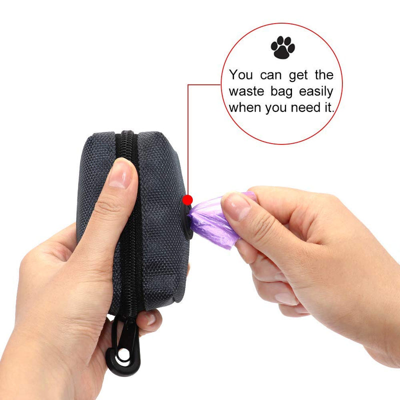 SLSON Pet Waste Bag Dispenser Zippered Pouch,Portable Dog Poop Bag Holder Leash Attachment Lightweight Fabric Bags Dark Grey - BeesActive Australia
