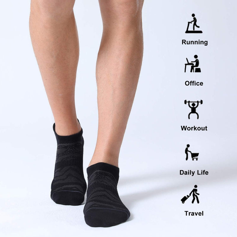 Fitrell Men's 6 Pack Ankle Running Socks Low Cut Cushioned Athletic Sports Socks 9-12/ 12-15 Black+gray-green-red - BeesActive Australia