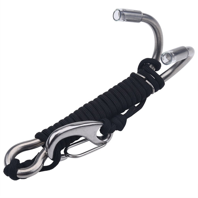 [AUSTRALIA] - Reef Drift Hook, Scuba Diving Double Dual Stainless Steel Reef Drift Hook with Line for Cave Dive Black 