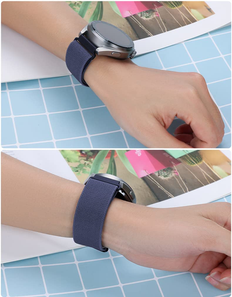 WIGERLON Compatible with Garmin Venu 2 plus/Venu Sq/Vivoactive 3 watch band,Stretchy Nylon Replacement Strap bands fits most 20mm Watch Lugs Compatible for Vivoactive 3 Music/Forerunner 245 Music,Forerunner 645/645 Music Blue - BeesActive Australia
