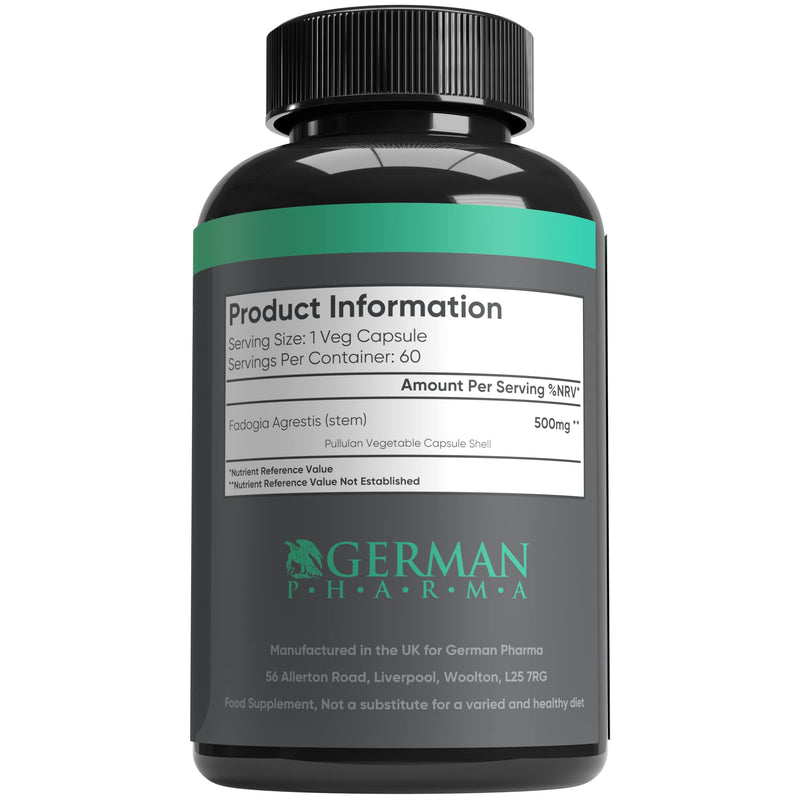German Pharma Fadogia Agrestis Vegetable Capsules | 60 Capsules, 2 Per Day | 1 Month Supply | Accelerates Muscle Building & Recovery | 100% Vegan | - BeesActive Australia